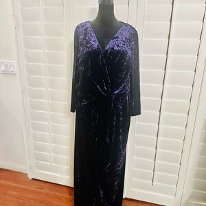 Ralph Lauren Deep Purple Velvet Long Sleeve Dress
